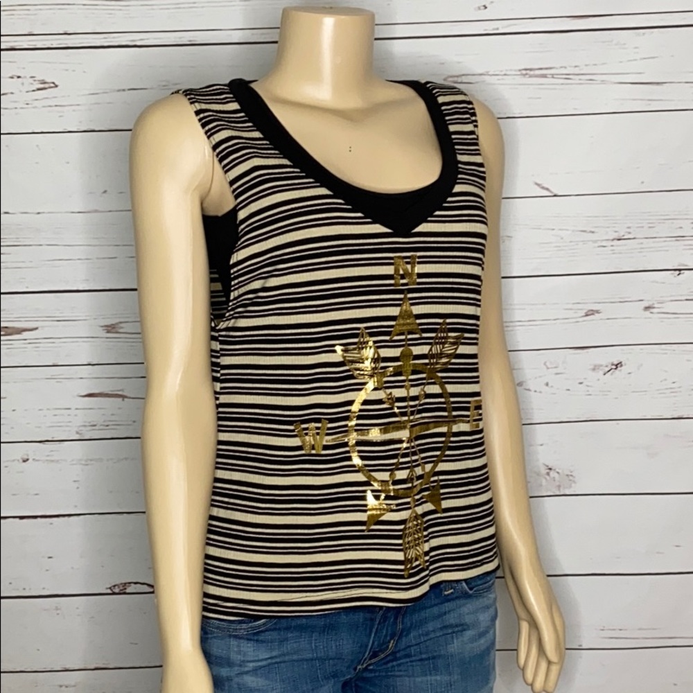 5 for $20 K. Jen tan black striped v tank size M